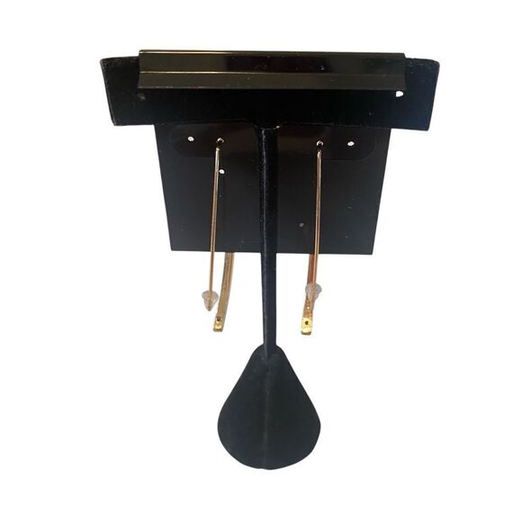 New York & Co. Multi-Colored Pave Crystal Curved Drop Earrings. - Picture 4 of 5